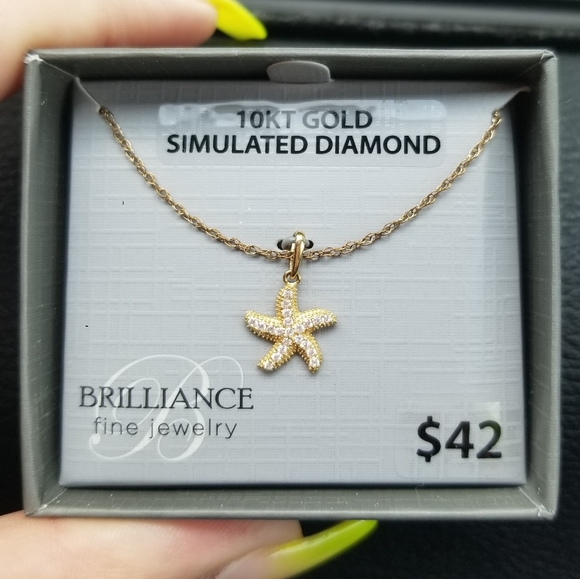 Brilliance Jewelry - NEW Icy 10K Gold Starfish Necklace